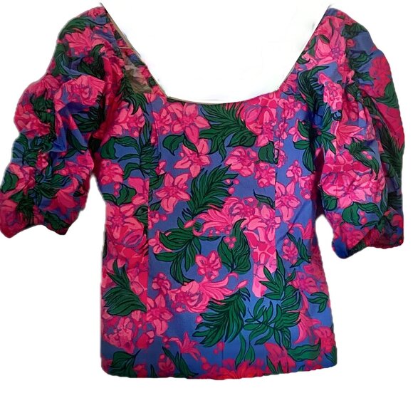 Lllly Pulitzer Bitsy StretchTop Cerise Pink Wms Sz 0 Pink Safari Sunset NWT 138 - Picture 4 of 13